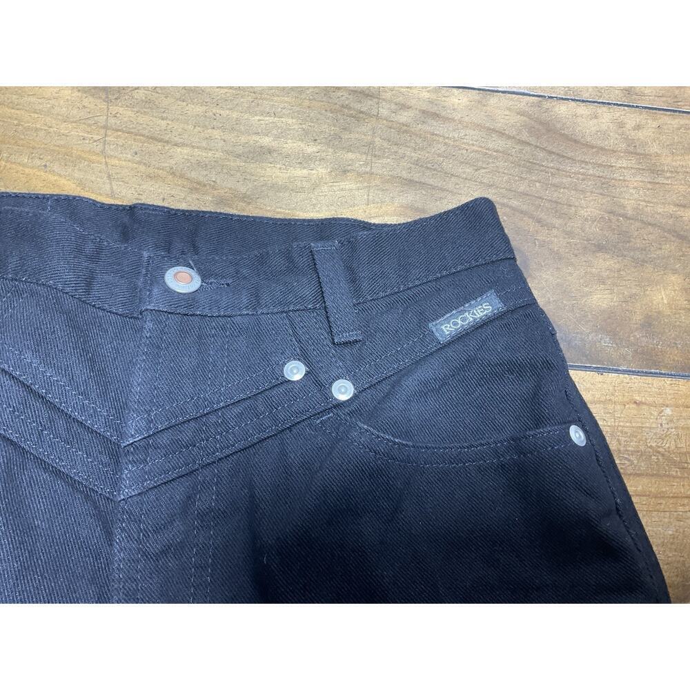 Vintage Rockies Western Mom High-waisted Bare Back Studded Black Jeans-7/8 XLong - Picture 4 of 10